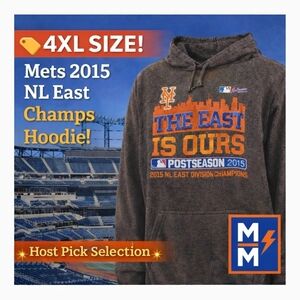NY Mets 2015 NL East Champs Hoodie 4XL Majestic Postseason Gray MLB Authentic